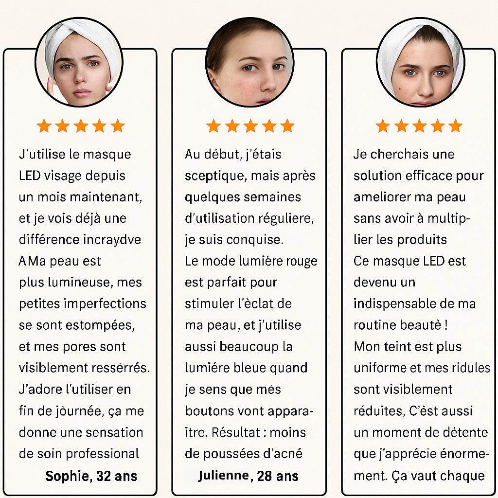 Masque LED Visage - Soin Lumière Anti-Rides & Peau Éclatante - skymoons
